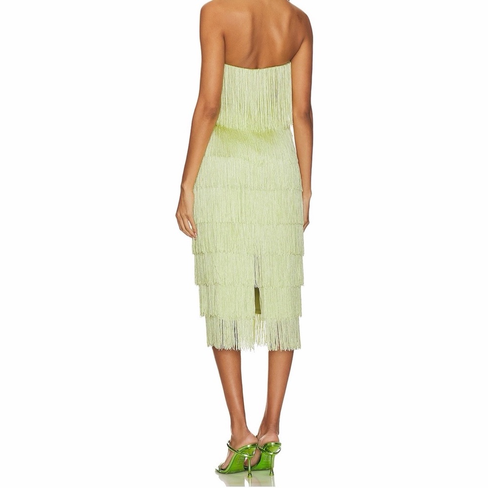 House of Harlow 1960 - Marquise Fringe Midi Dress in Green - Picture 2 of 5